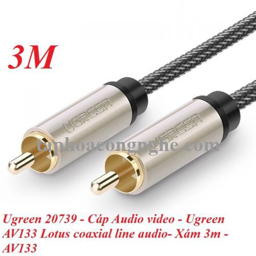 Ugreen 20739 3M màu Xám Cáp âm thanh bông sen Coaxial cao cấp AV133 30020739